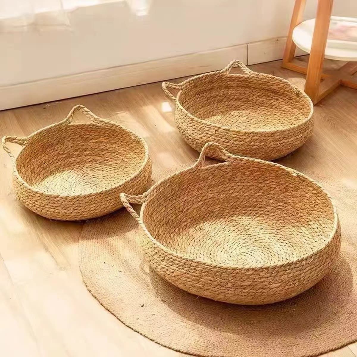 Кошачье гнездо из ротанга на все времена года, летняя доска для кошачьих когтей, цельный тканый коврик для собачьего гнезда,...