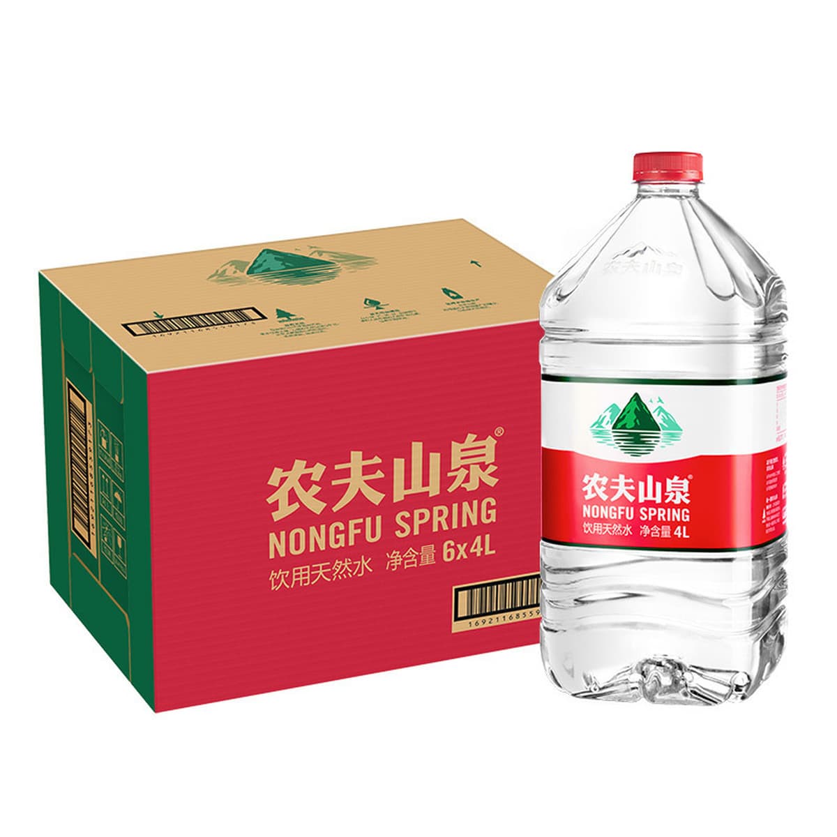 Nongfu Spring 380 мл 24 флакона питьевая природная вода большая бочка питьевой воды 5l * 4 бутылки вся коробка оптом