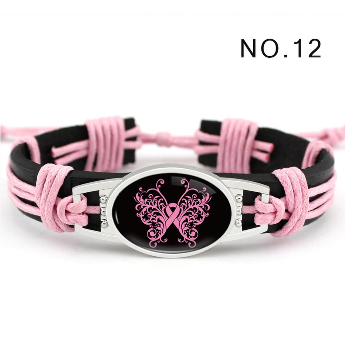 Breast Cancer bracelet Лента кожаный браслет для борьбы с вирусом ВИЧ тканый кожаный браслет