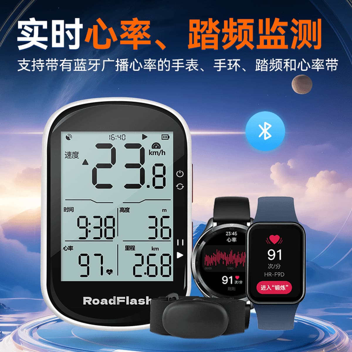 Велокомпьютер GPS Luffy R1 с приложением, беспроводной спидометр для шоссейных и горных велосипедов, умный одометр
