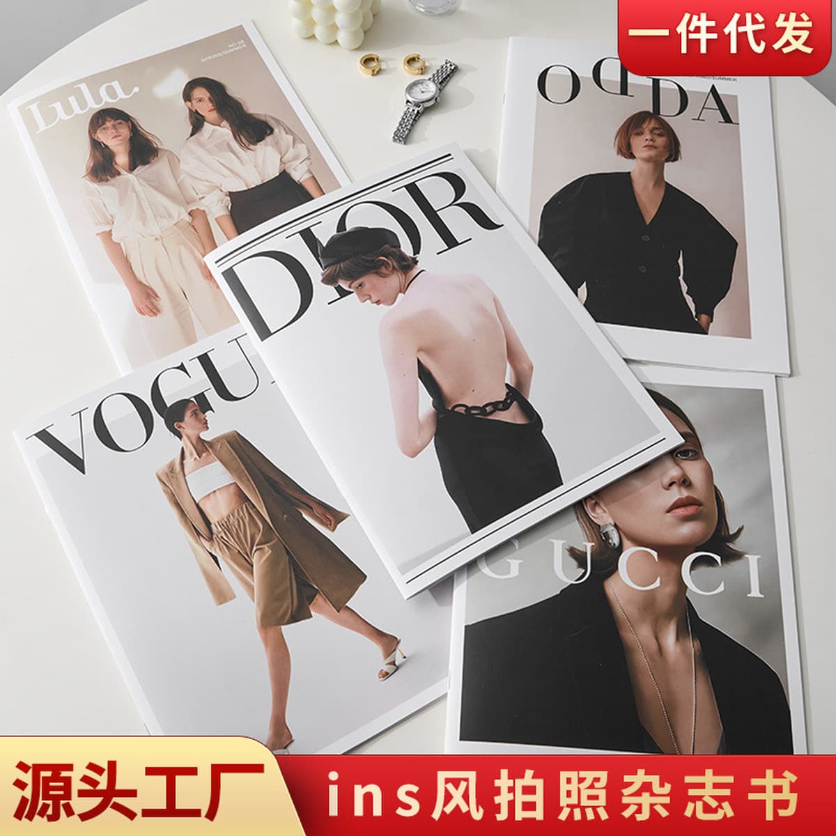 Rins Red Magazine Книги Фотографические реквизиты Английская книга Фотография Фон Мягкие декоративные открытки Европейские и...