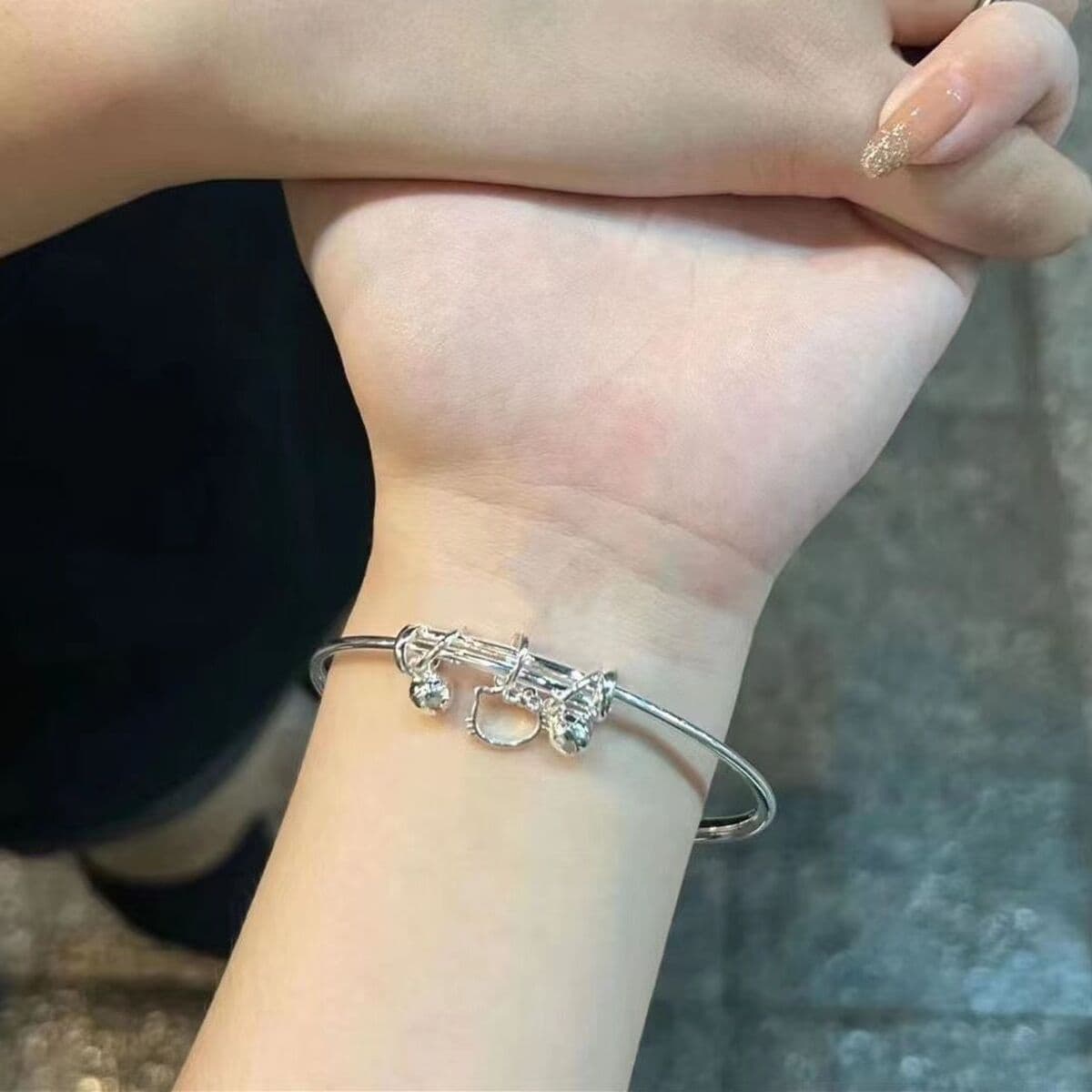 Новый KT кошачий колокольчик простой Универсальный кулон Hello Kitty двухтактный браслет для подруги Подарочный браслет для...