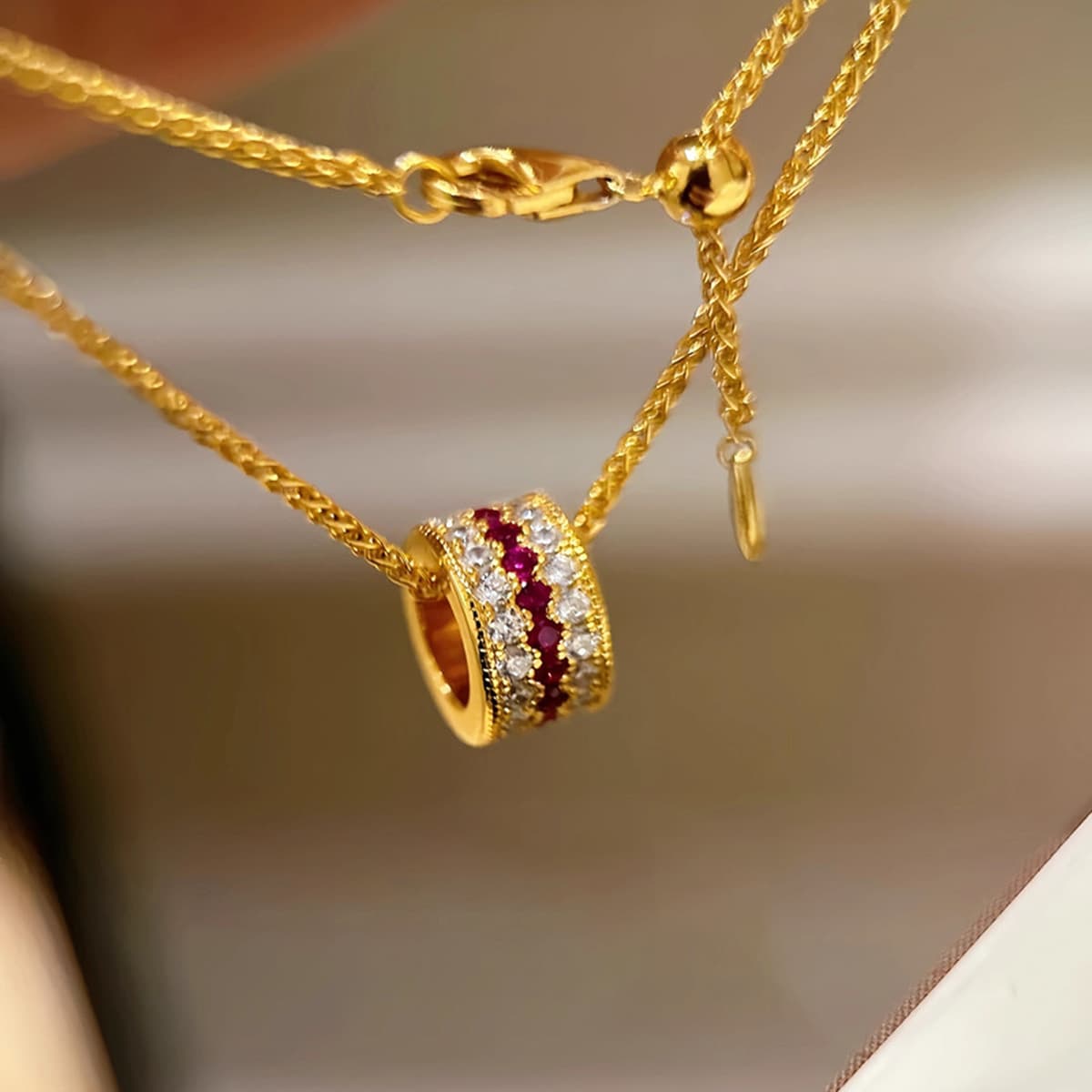 Maiska S925 Серебряный позолоченный сверкающий ожерелье из розы тяжелой промышленности ретро премиум-класса легкий...