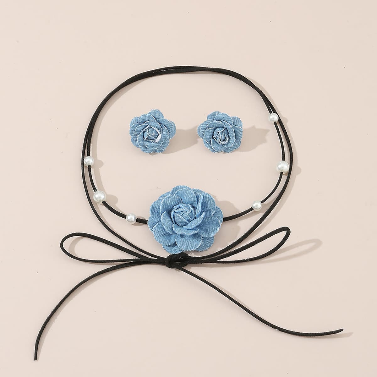 SZ0627 Ковбойская камелия с бисером на шнуровке ожерелье Серьги Набор Женский французский нишевые ремешки с шейной цепью