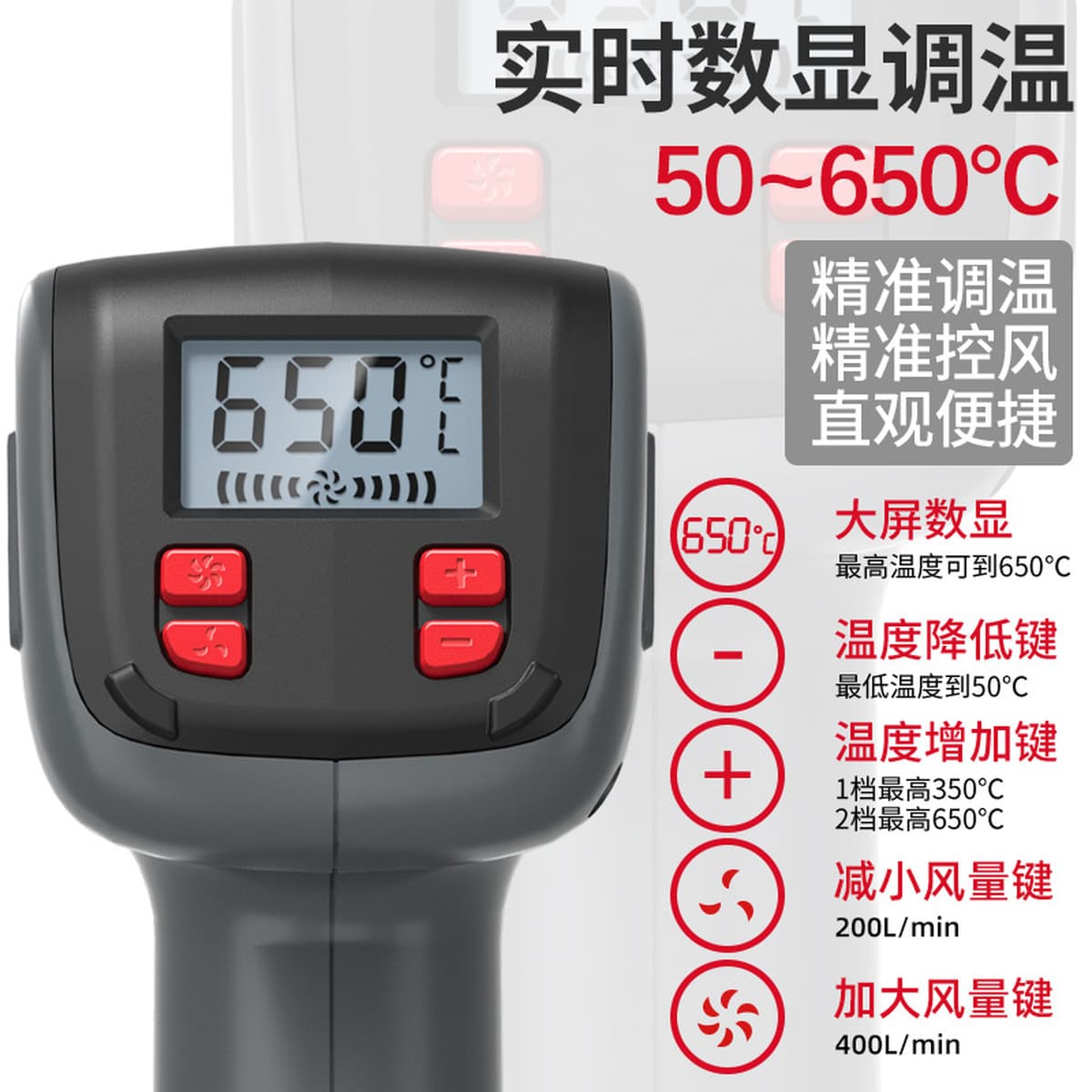 Delixi Electric Hot Gun Малый цифровой мощный горячий вентилятор пистолет для электронного ремонта