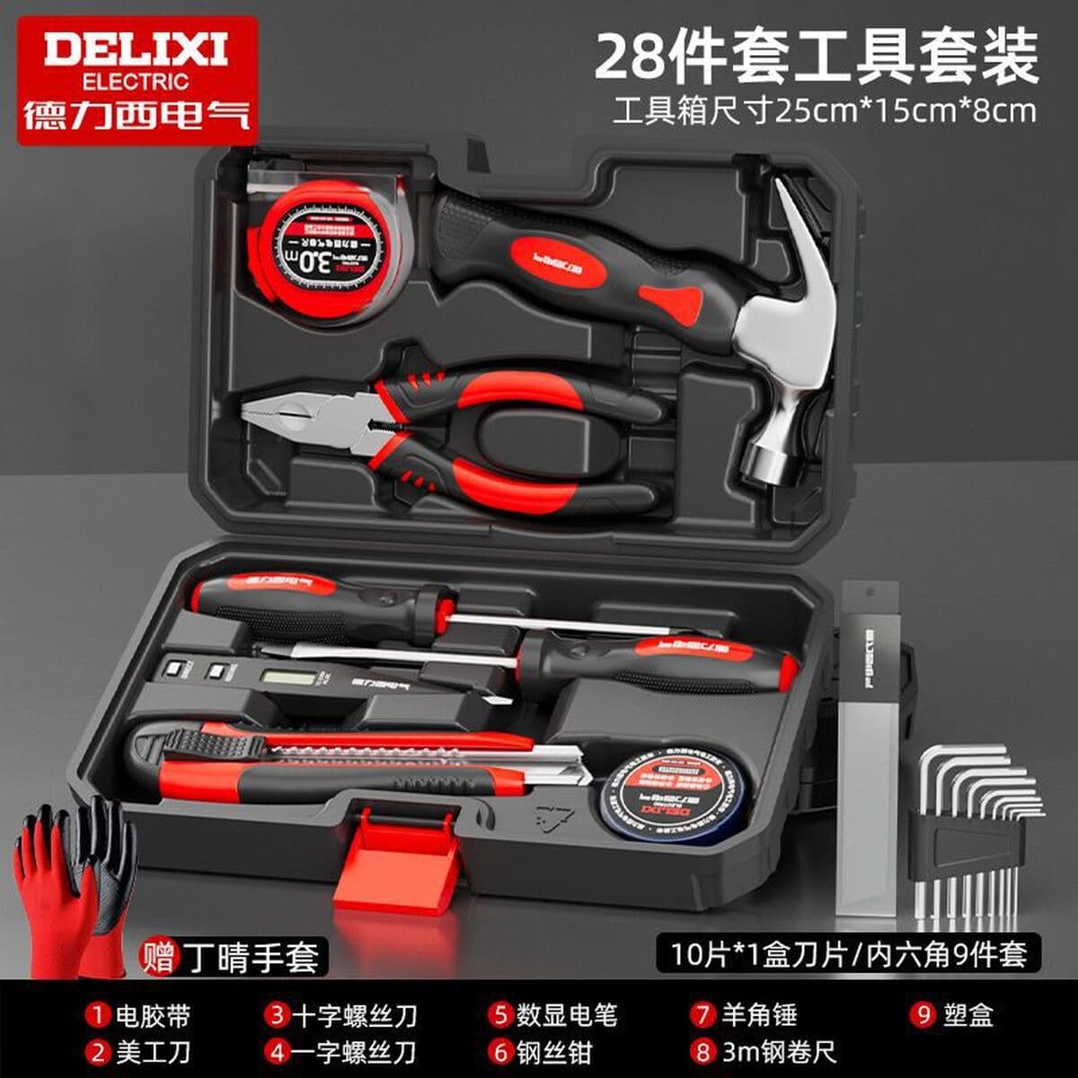 Delixi Electric бытовой многофункциональный ручной набор инструментов для дома, комбинированный набор инструментов для...