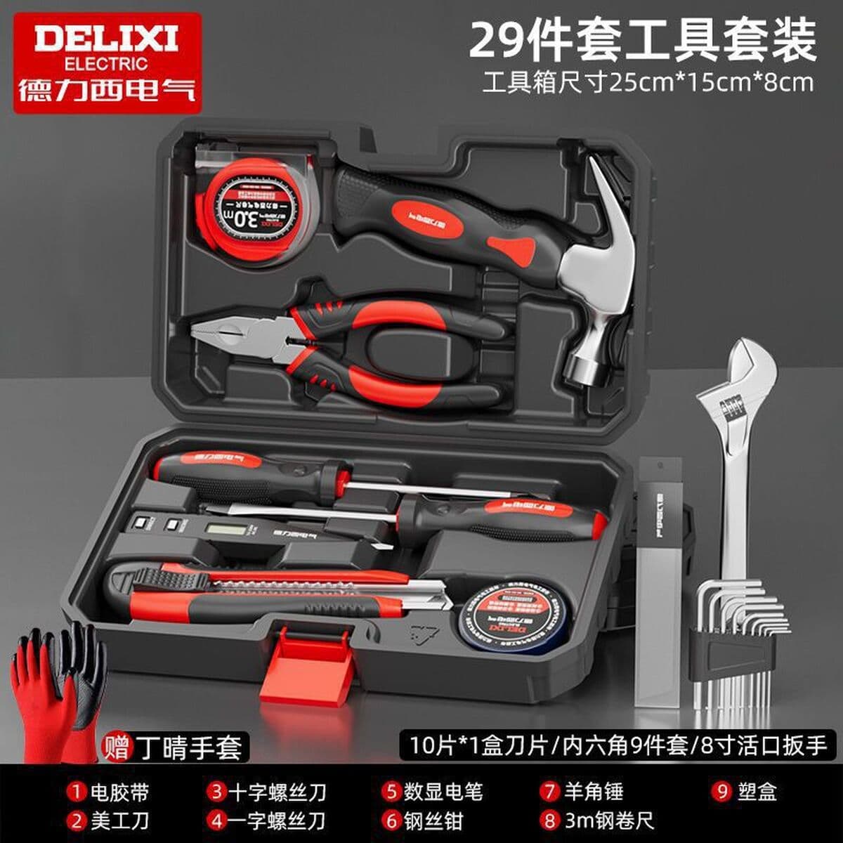 Delixi Electric бытовой многофункциональный ручной набор инструментов для оборудования, семейный комбинированный набор,...