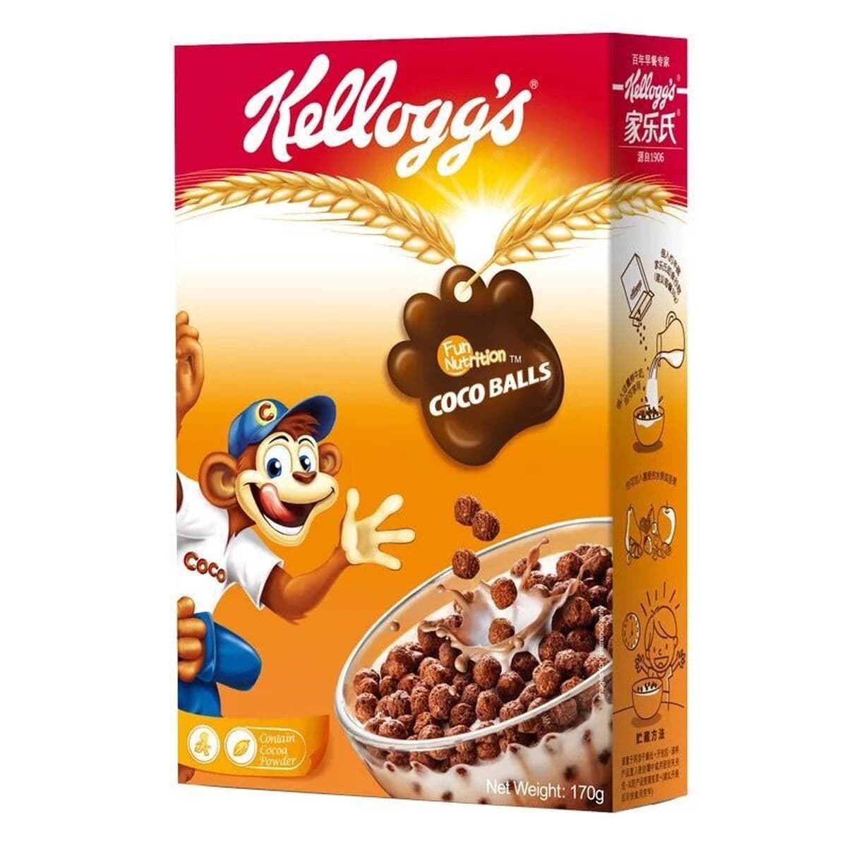 Каша Kellogg's Cocoa Balls 170г, готовая к употреблению, питательная, импортная, с орехами, для завтрака